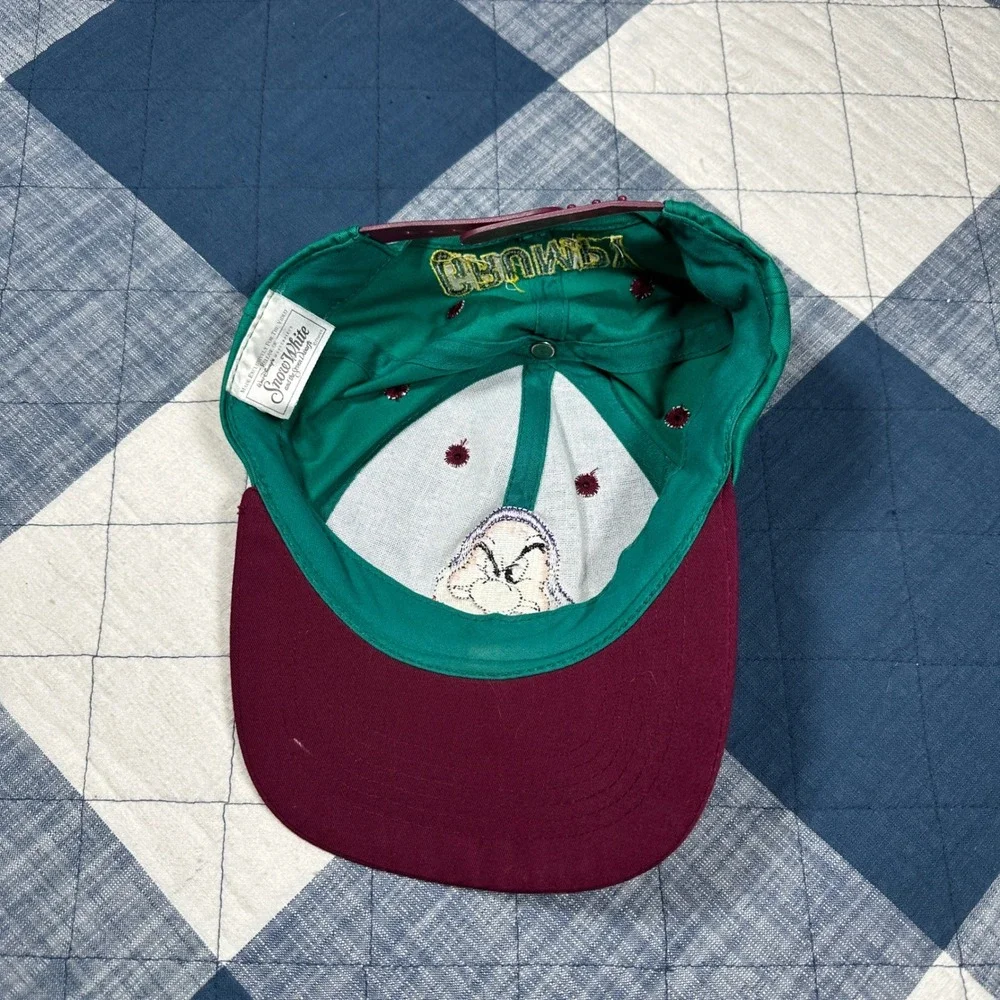 Disney Snow White Grumpy Snapback Hat Vintage Teal Maroon Youth Cap RN90112